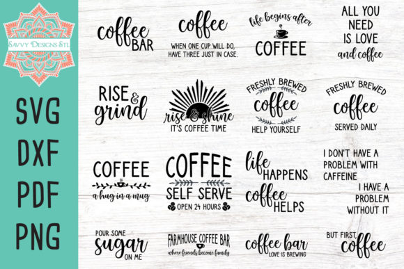 Download Coffee Bar Cut File Bundle - Bar Collection